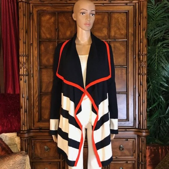 Jones New York Color Block Stripe Cascade Cardigan - Picture 1 of 11